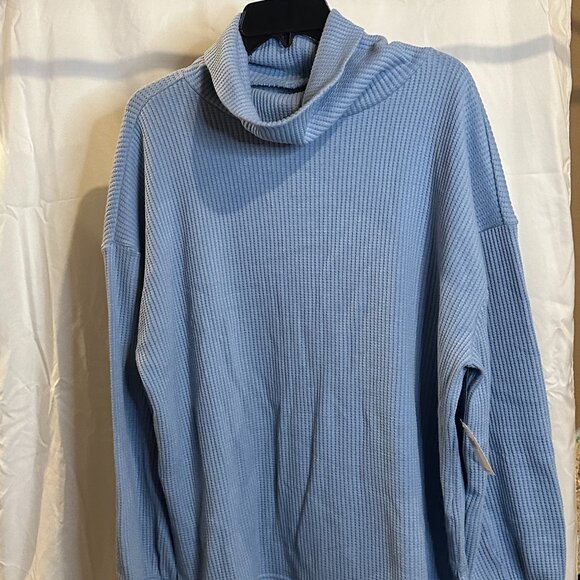 GAP Light Blue Waffle Knit Cowl Neck Sweater Women’s Size Large – NWT - Picture 1 of 5